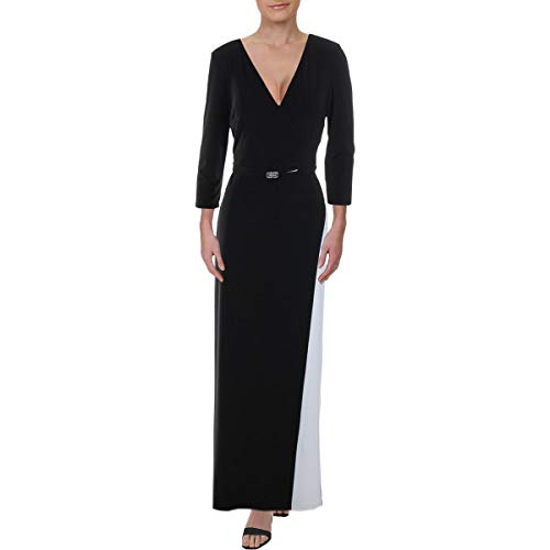 LAUREN RALPH LAUREN Womens Tonisha Two Tone Surplice Evening Dress