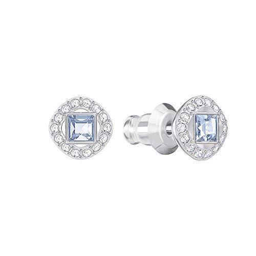 Swarovski Crystal Blue Angelic Square Rhodium-Plated Earrings - JOY2ESpree