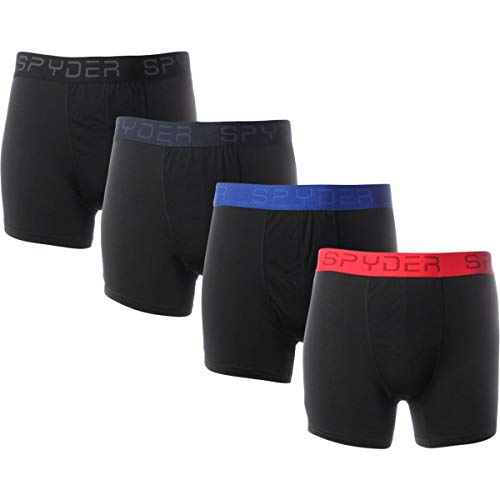 Spyder Mens 4 Pack Lightweight Boxer Briefs Black L
