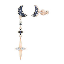 
                        
                          Muat gambar ke penampil Galeri, Swarovski Symbolic Collection Women's Moon Earring Jackets, with Blue Crystal Pavé Moon Studs and Dangling Crystal Stars, on a Mixed Metal Setting - JOY2ESpree
                        
                      