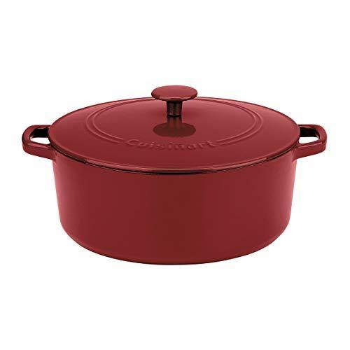 Cuisinart Chef's Classic Enameled Cast Iron 7-Quart Round Covered Casserole, Cardinal Red - JOY2ESpree