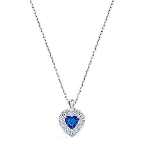 SWAROVSKI Women's One Heart Jewelry Collection, Rhodium Finish, Blue Crystals, Clear Crystals - JOY2ESpree