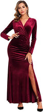 
                        
                          Load image into Gallery viewer, Ababalaya Long Sleeve Wrap Velvet Long Formal Dresses Cocktail Dress
                        
                      
