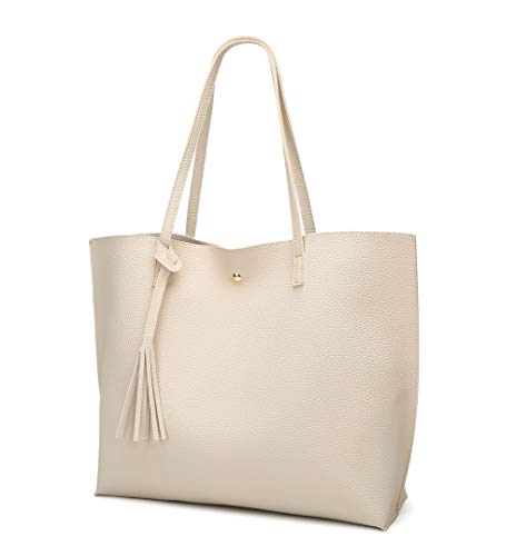 Women's Soft Faux Leather Tote Shoulder Bag from Dreubea, Big Capacity Tassel Handbag