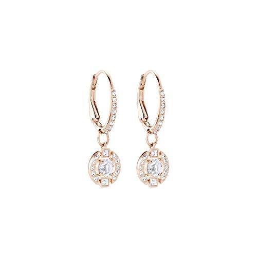 Swarovski Sparkling Dance Round Pierced Earrings, White, Rose Gold Plating - JOY2ESpree