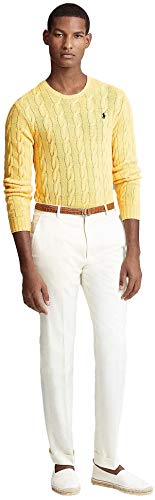 Polo Ralph Lauren Men's Pony Cable Knit Crewneck Sweater (LuxuryYellow - XL)