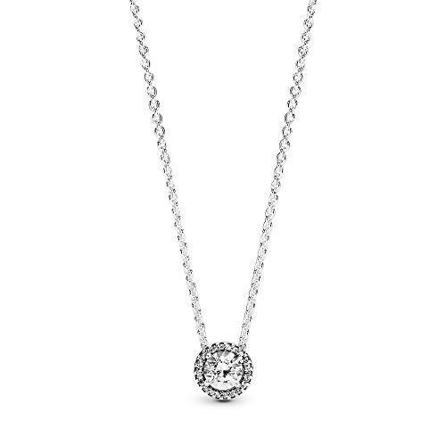 Pandora Jewelry Round Sparkle Halo Cubic Zirconia Necklace in Sterling Silver, 17.7" - JOY2ESpree