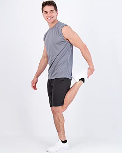 Real Essentials 5 Pack: Men's Mesh Active Athletic Tech Tank Top - Workout & Training Activewear