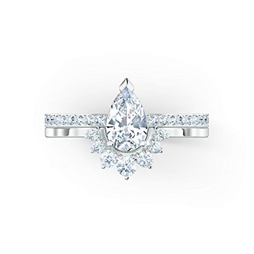 SWAROVSKI Women's Attract Ring Collection, Rhodium Finish, Clear Crystals - JOY2ESpree