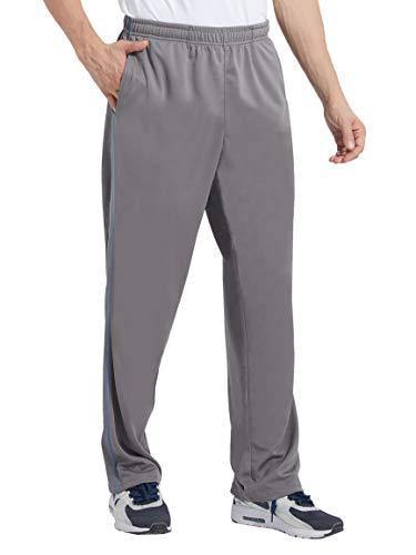 Duuluup Mens Jogger Sweatpants with Pockets Open Bottom Elastic Waist Workout Pants for Training Track Running - JOY2ESpree