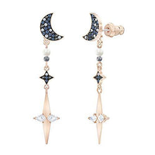 
                        
                          Muat gambar ke penampil Galeri, Swarovski Symbolic Collection Women's Moon Earring Jackets, with Blue Crystal Pavé Moon Studs and Dangling Crystal Stars, on a Mixed Metal Setting - JOY2ESpree
                        
                      