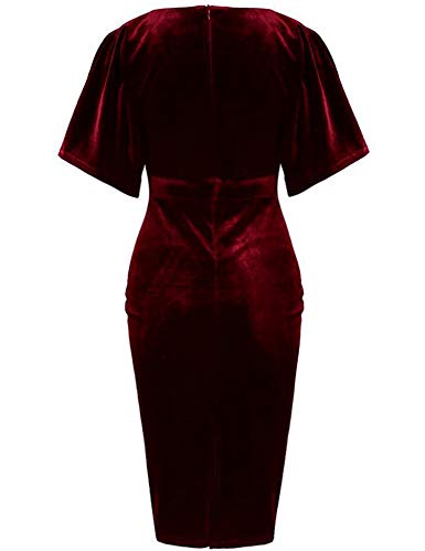 GownTown 1950s Style Butterfly Sleeve Velvet Pencil Dress