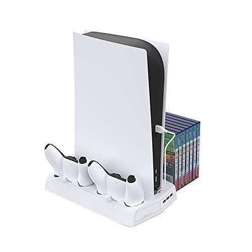 Vertical Stand for Playstation 5 with Cooling Fan Charging Station for PS5 Digital/CD-ROM Edition Console - JOY2ESpree