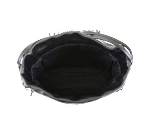 Saint Laurent Women's Black Helena Small Fringed Bucket Cross-body Bag 412691 5568