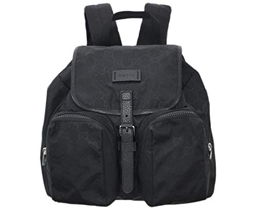Gucci Unisex Two Front Pockets Black GG Nylon Medium Backpack 510343 1000