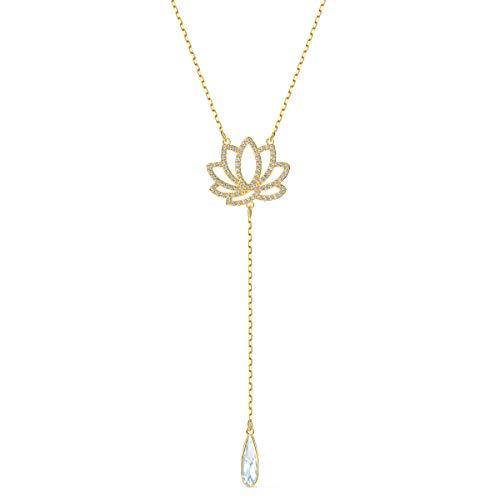 SWAROVSKI Women's Symbolic Lotus Necklace, White, Gold-tone plated - JOY2ESpree