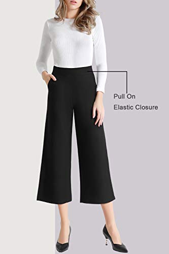 Tsful High Waisted Wide Leg Pants for Women Summer Business Casual Crop Dress Pants Stretch Pull On Capris