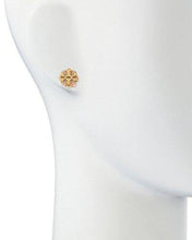 
                        
                          Load image into Gallery viewer, Tory Burch Logo Flower Resin Stud Earrings Light Oak Gold - JOY2ESpree
                        
                      