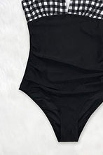 
                        
                          Load image into Gallery viewer, CUPSHE Women's One Piece Swimsuit V Neck Tummy Control Cross Back Vintage Swimwear Bathing Suits
                        
                      