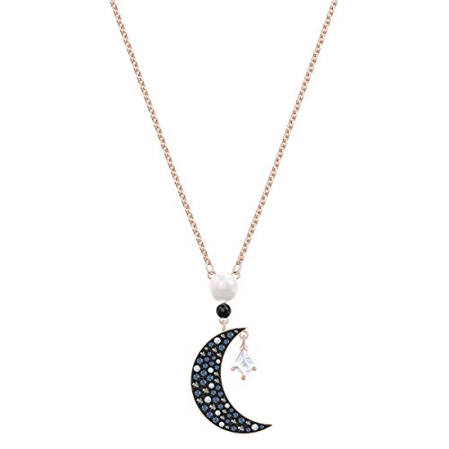 Swarovski Symbolic Collection Women's Moon Pendant Necklace, with Multi-Colored Crystals on a Rose-Gold Tone Plated Chain - JOY2ESpree
