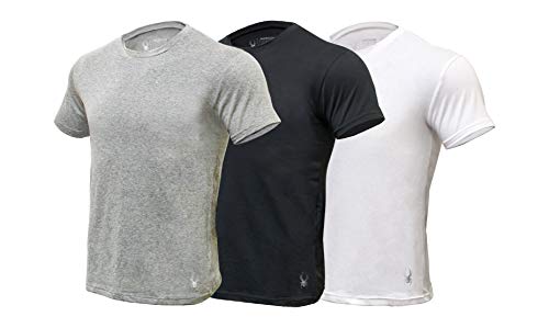 Spyder Crew Neck Mens Undershirts/Ultra Soft 95% Cotton Stretch T-Shirt