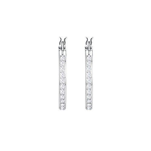 Swarovski Sommerset Women's Hoop Pierced Earrings with Clear Crystal Pavé in a Rhodium Plated Setting - JOY2ESpree