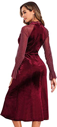 Velvet Formal Dress Lace Splicing Glitter Gowns