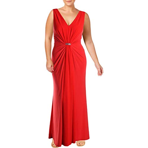 LAUREN RALPH LAUREN Womens Vawlisa Brooch Detail Draped Evening Dress