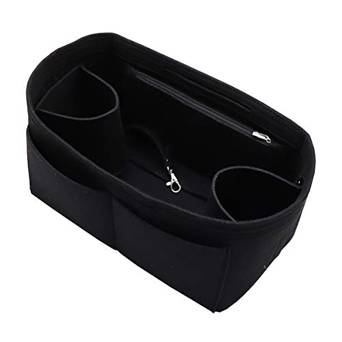 Felt Purse Organizer Insert Zipper Pocket with Two Removeable Bottle Holder