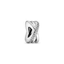 
                        
                          Load image into Gallery viewer, Pandora Jewelry Sparkling and Polished Lines Spacer Cubic Zirconia Charm in Sterling Silver - JOY2ESpree
                        
                      