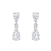 
                        
                          Cargar imagen en el visor de la galería, Swarovski Attract Drop Pierced Earrings with Pear and Circle Cut Clear Crystals on a Rhodium Plated Post with Butterfly Back Closure - JOY2ESpree
                        
                      