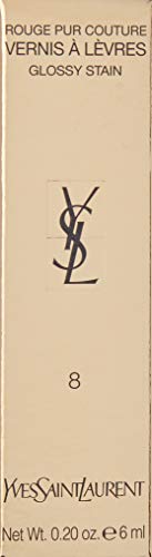 Yves Saint Laurent Rouge Pur Couture Vernis A Levres Glossy Stain Lip Gloss, No. 8 Orange De Chine, 0.2 Ounce