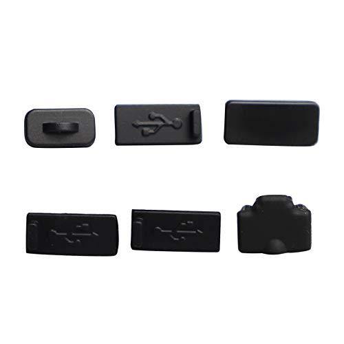 PS5 Silicone Dust Plugs Set,USB HDMI Interface Anti-dust Cover Dustproof Plug for Playstation 5 Console Accessories-6Pcs(Black) - JOY2ESpree
