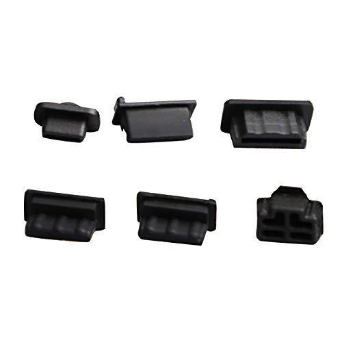 PS5 Silicone Dust Plugs Set,USB HDMI Interface Anti-dust Cover Dustproof Plug for Playstation 5 Console Accessories-6Pcs(Black) - JOY2ESpree