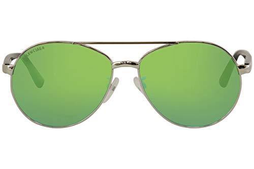Balenciaga BB0019SK Sunglasses 004 Silver-Grey/Green Mirror(Double) Lens 59 mm