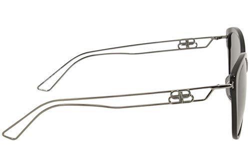Balenciaga BB0057SK 001 Sunglasses Women's Black-Silver/Grey Lenses Cat Eye 55mm