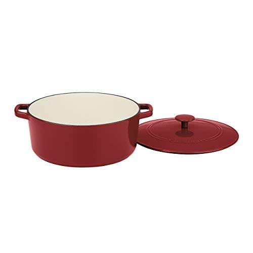 Cuisinart Chef's Classic Enameled Cast Iron 7-Quart Round Covered Casserole, Cardinal Red - JOY2ESpree