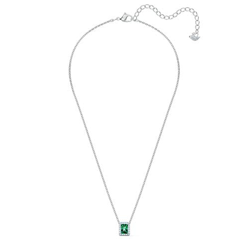 SWAROVSKI Women's Angelic Rectangular Jewelry Collection, Rhodium Finish, Green Crystals, Clear Crystals - JOY2ESpree
