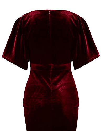 GownTown 1950s Style Butterfly Sleeve Velvet Pencil Dress