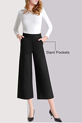 Tsful High Waisted Wide Leg Pants for Women Summer Business Casual Crop Dress Pants Stretch Pull On Capris