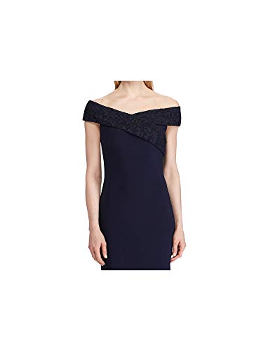 LAUREN RALPH LAUREN Womens Claudinah Off-The-Shoulder Lace Inset Evening Dress