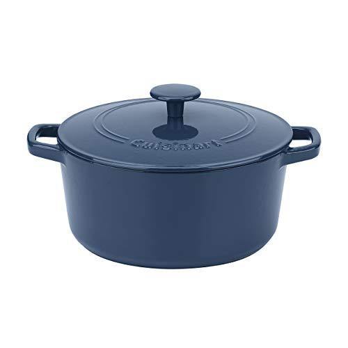 Cuisinart 5 Qt Round Cast Iron Casserole, Covered, Enameled Provencial Blue - JOY2ESpree