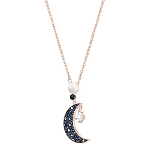 Swarovski Symbolic Collection Women's Moon Pendant Necklace, with Multi-Colored Crystals on a Rose-Gold Tone Plated Chain - JOY2ESpree