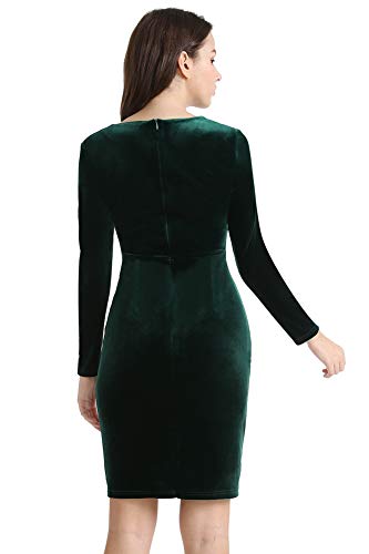 YHINTLFS Women Velvet Party Dress Long Sleeve V-Neck Wrap Mini Dress