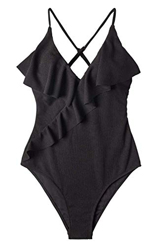 CUPSHE Women's One Piece Swimsuit Ruffle Wrap Textured Beach Swimwear Bathing Suits