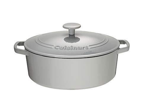 Cuisinart Chef's Classic Enameled Cast Iron 5.5-Quart Oval Covered Casserole, Enameled Cool Grey - JOY2ESpree