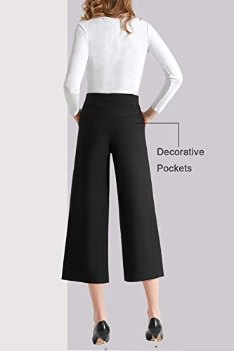 Tsful High Waisted Wide Leg Pants for Women Summer Business Casual Crop Dress Pants Stretch Pull On Capris