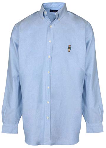 Ralph Lauren Polo Mens Big and Tall Classic Fit Bear Oxford Shirt (2XLT, Blue/White)