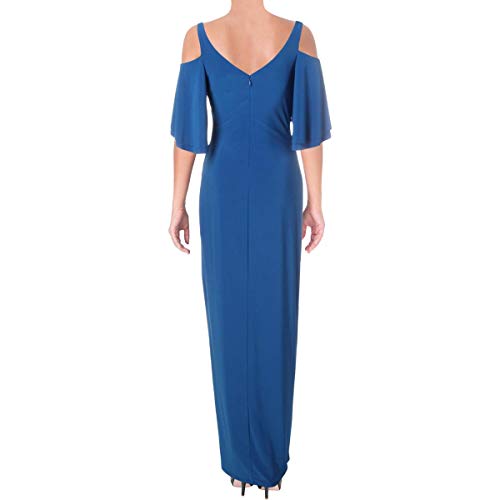 LAUREN RALPH LAUREN Womens Patlee Cold Shoulder Full Length Evening Dress Blue 8