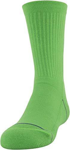 Under Armour Youth Phenom Crew Socks, 3-Pairs , Laser Green/White , Youth Large - JOY2ESpree